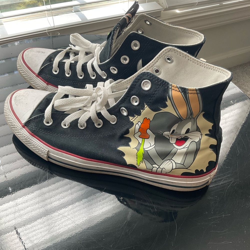 Black Cartoon Character High-Top Sneakers